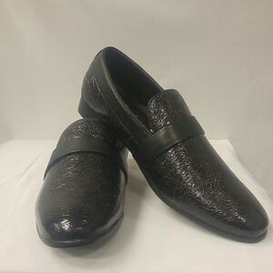 MEN'S AMALI BLACK METALLIC FOIL SMOKING LOAFER 9.5